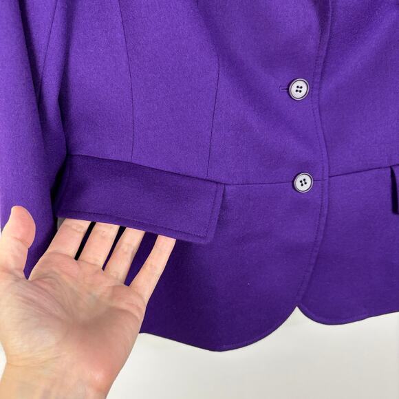 Talbots Purple Wool Blazer 12 Black velvet collar whimsigoth witchy preppy - Picture 3 of 9